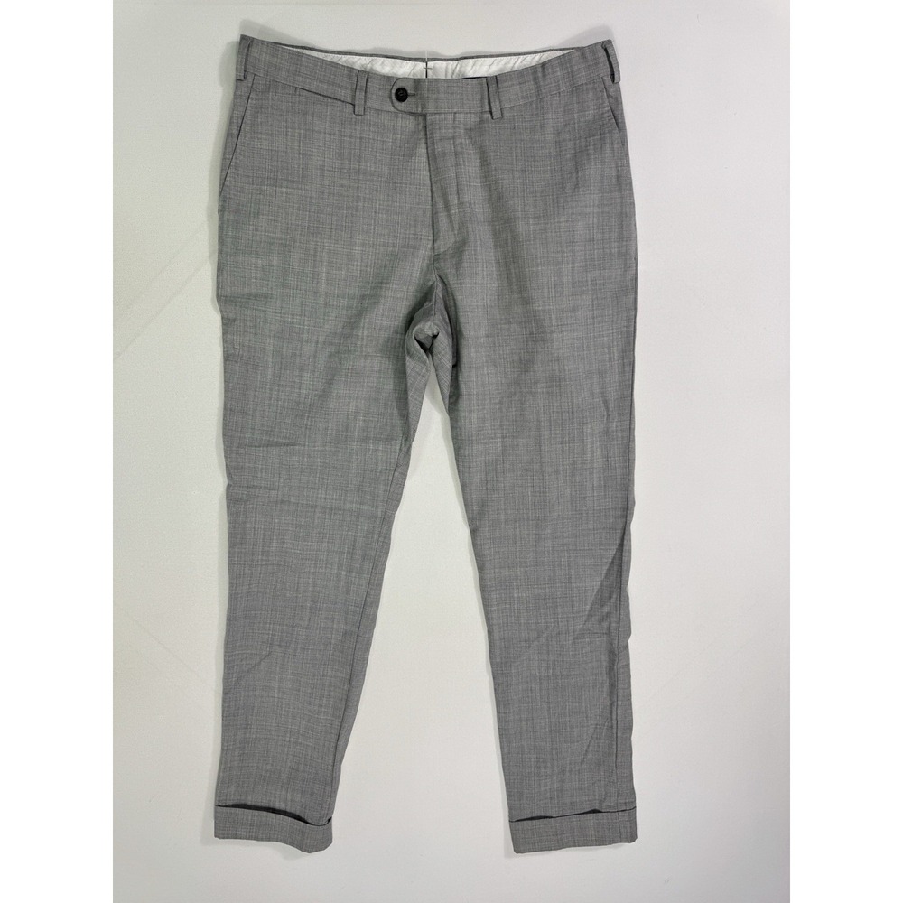 Suitsupply Brescia Wool Pants Mens 36 (35x29) Grey Vitale Barberis Canonico Cuff